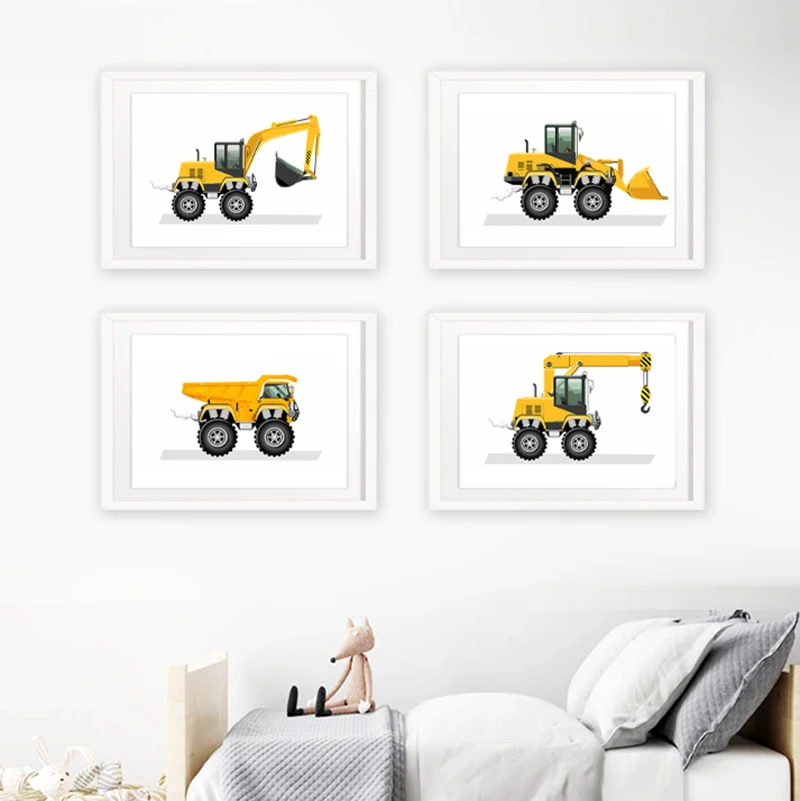 Construction Trucks Prints Nursery Wall Decor Boys Gift