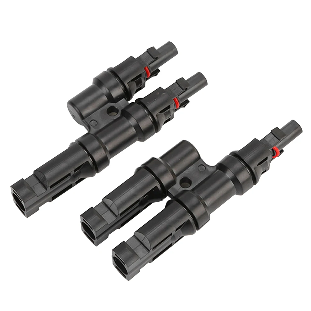 

Easy Install Durable Waterproof Cable Practical Connector Black Branch Solar Panels T Type Component Heat Resistant