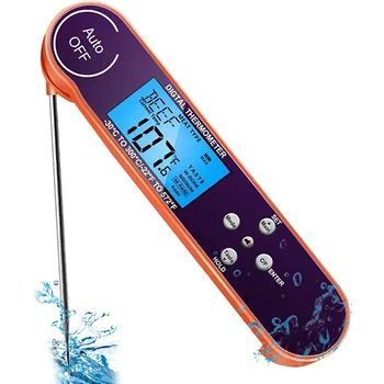 

Waterproof Instant Read Ultra Fast Digital Meat Thermometer-8 Food Measurement Modes & Peak Sound Alarm with Calibration