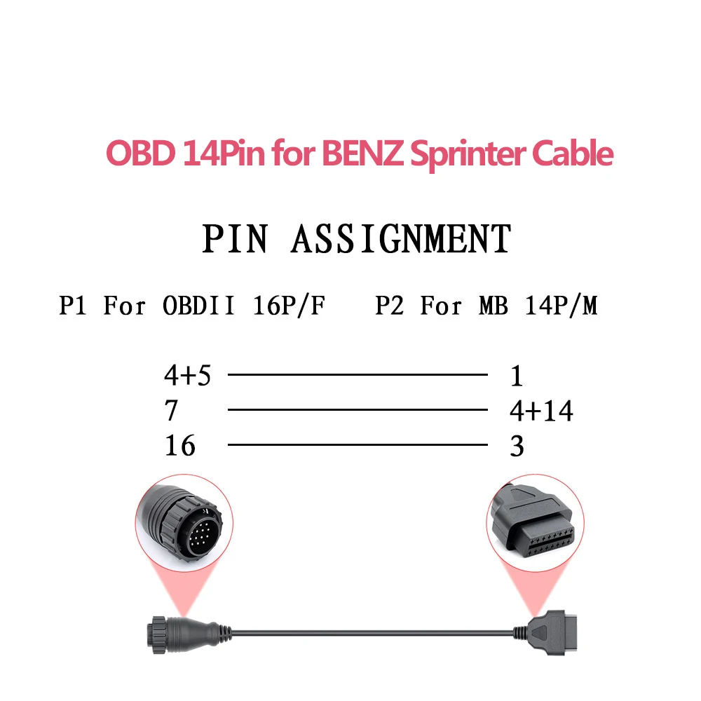 OBD2 14 Pin 38 Pin кабель-удлинитель Разъем сканера OBD Автомобильный диагностический инструмент для Benz OBD 14 Pin 38 Pin для OBD2 16 Pin для MB