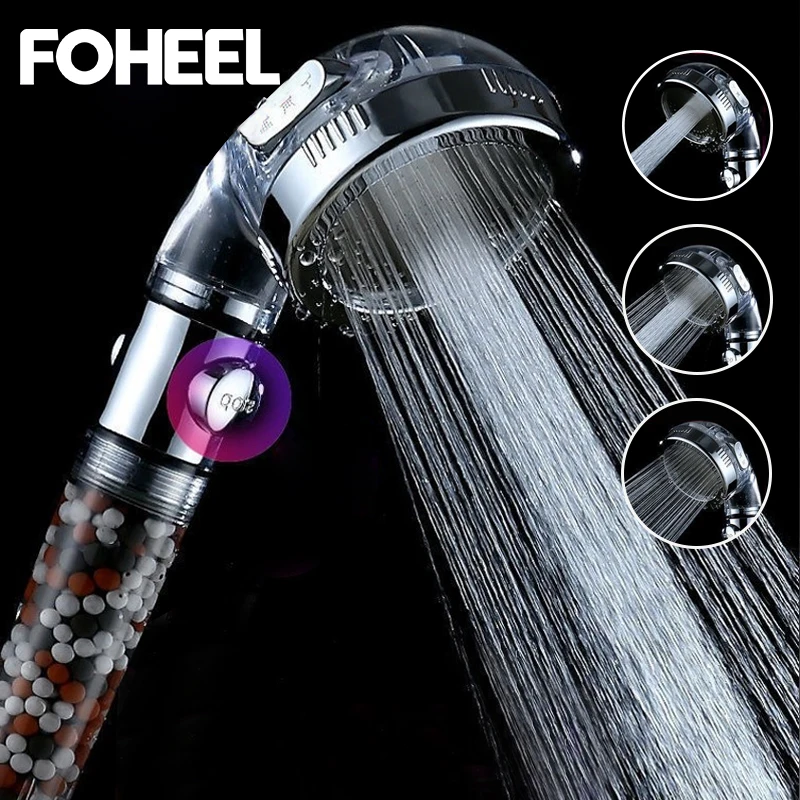 

FOHEEL Handheld Shower Head Adjustable 3 Mode High Pressure Shower Head Water Saving One Button to Stop Water Shower Heads Good