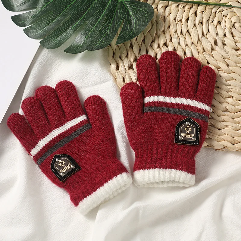 Kids Gloves Winter Full Finger Gloves Knitted Soft Children Mittens 5-10Y Boys Girls Gloves Thick Keep Warm Autumn Glove baby accessories bag	