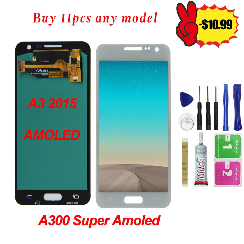

Super AMOLED LCD Display 100% Tested Working Touch Screen Assembly For Samsung Galaxy A3 2015 A300 A3000 A300F A300M