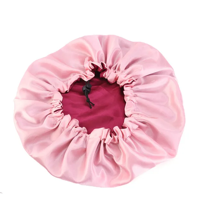 New Solid Women Satin Bonnet Fashion Stain Silky Big Bonnet for Lady Sleep Cap Headwrap Hat Hair Wrap Accessories Wholesale Adjust red
