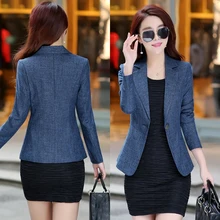 Новинка, весенне-осенние женские деловые костюмы размера плюс 4XL на одной пуговице, офисные женские блейзеры, короткие приталенные женские костюмы