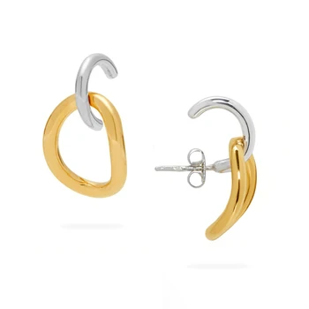

Copper-plated real gold color small ring design ear nails earrings