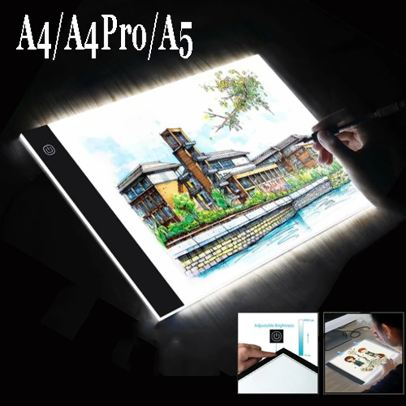 

Rantion LED USB Light Pad Board Diamond Painting Tracing Accessories Tool Kits Tattoo A4 A4Pro A5 Drawing Graphic Tablet Box