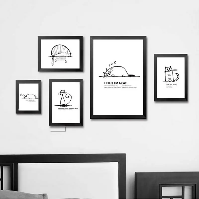 Фигурку милый кот Картина с рисунком животных из мультфильма плакат Wall Art Холст