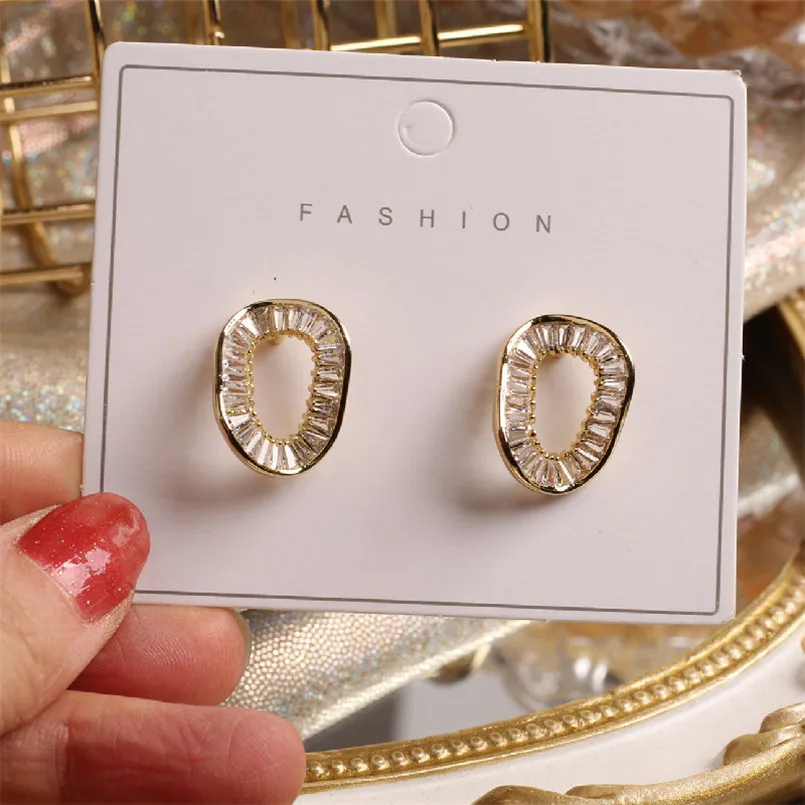 

Женские серьги-гвоздики с цирконом, серьги неправильной формы с золотым цирконом, свадебный подарок, 2020