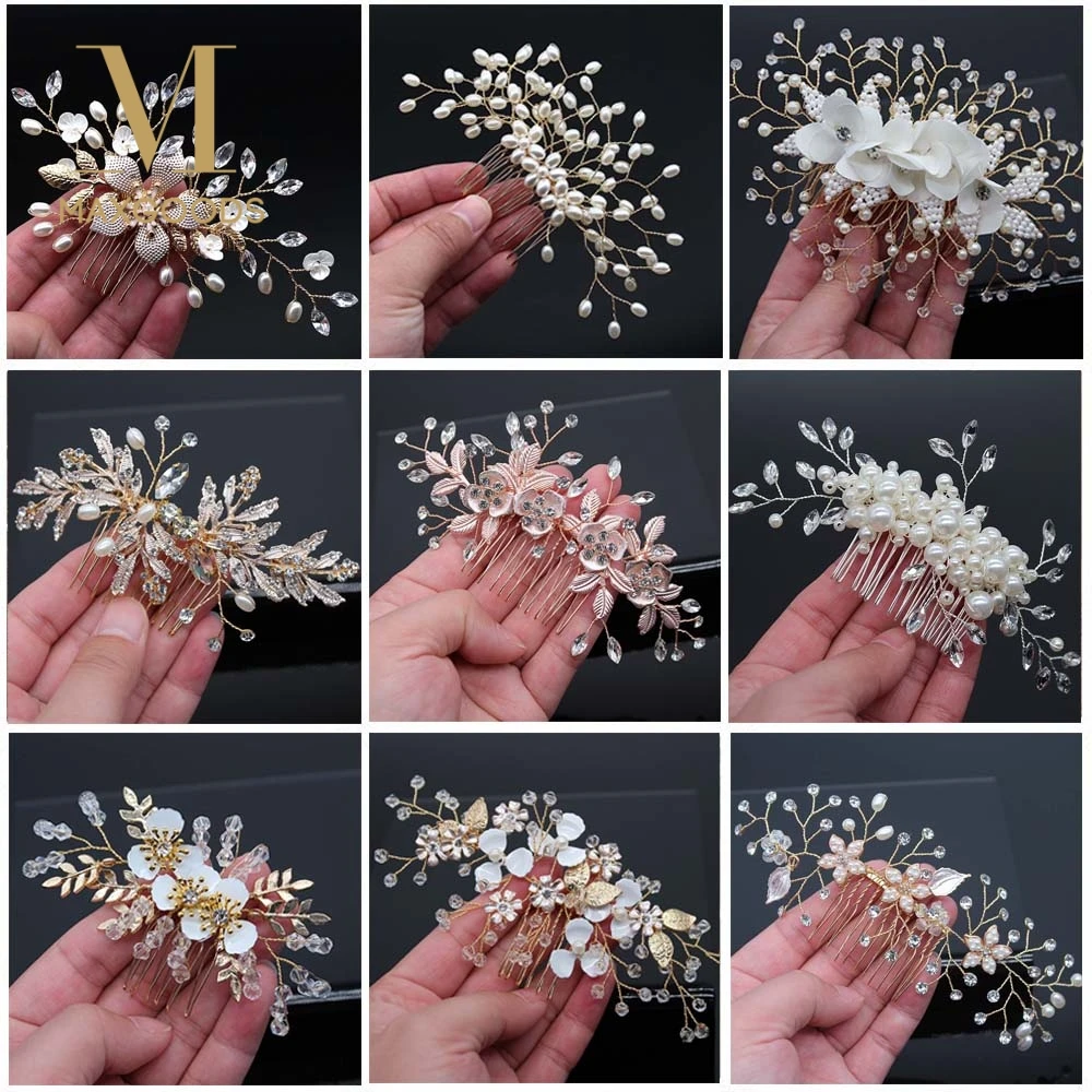 С украшением в виде кристаллов с колокольчиками для расчески для волос Свадебная вечеринка волосы Clipsfor Для женщин ручной работы свадебные украшения для волос Головные уборы Свадебные HairJewelry