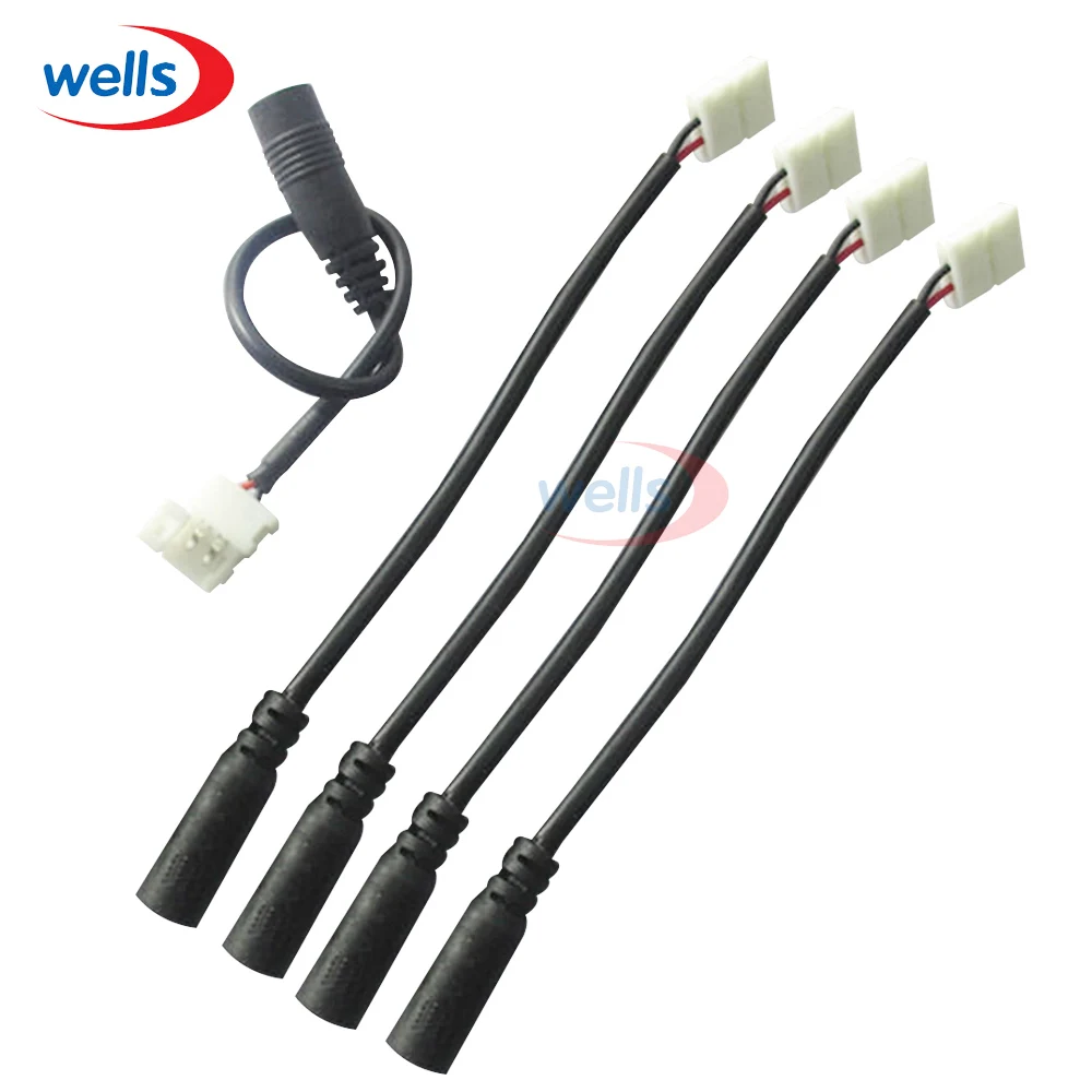 

5x 10mm 2-Pin Connector Cable To DC Female Adapter 4 Single Color 5050 LED Strip