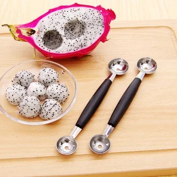 

Clearance Sale Round Dual-head Fruit Spoon Small Pitaya Fruit Watermelon Ball Maker Fruit Ball Digger Ice Cream Spoon