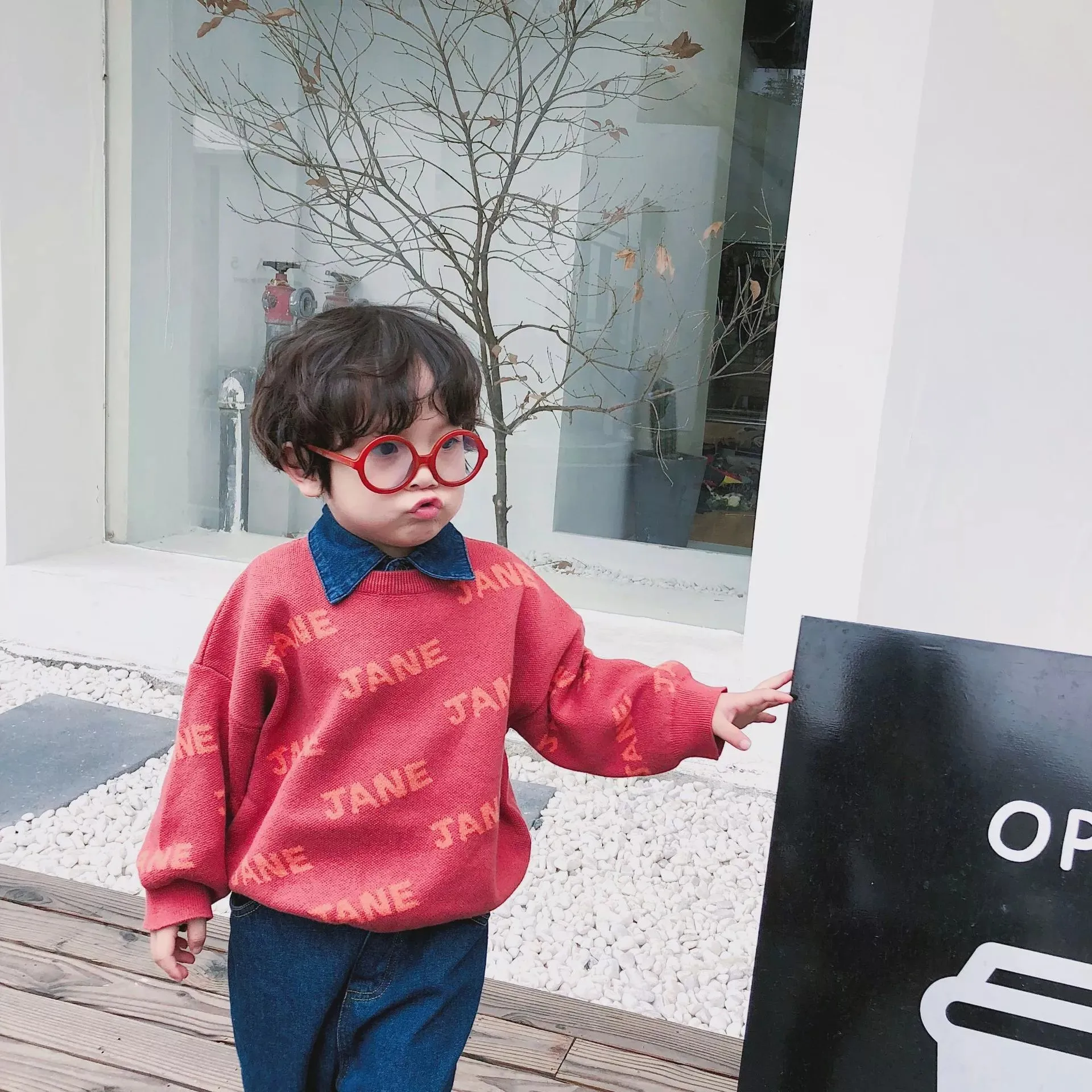 

Sweater New Style 2019 Autumn And Winter Men's Children Thick Sweater Children Lettered Pattern round Neck Pullover Sweater