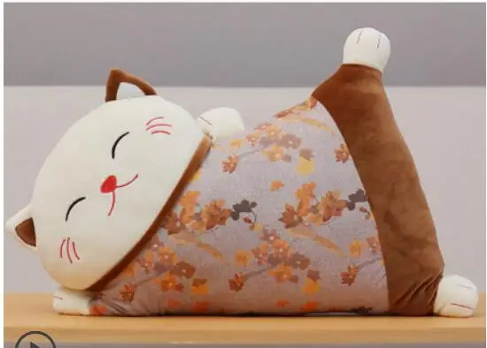 Candice guo симпатичное плюшевое игрушечное животное цветочный цветок котенок Lucky Cat Мягкая Подушка на день рождения Рождественский подарок 1 шт - Цвет: brown style 2