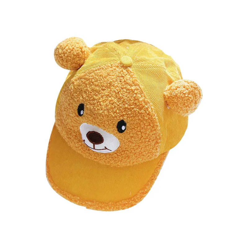 New Arrived Baby Cap Autumn Cartoon Bear Caps Kids Boys Girls Hats Infant Toddlers Baseball Hat Photography Props Beret - Цвет: YELLOW