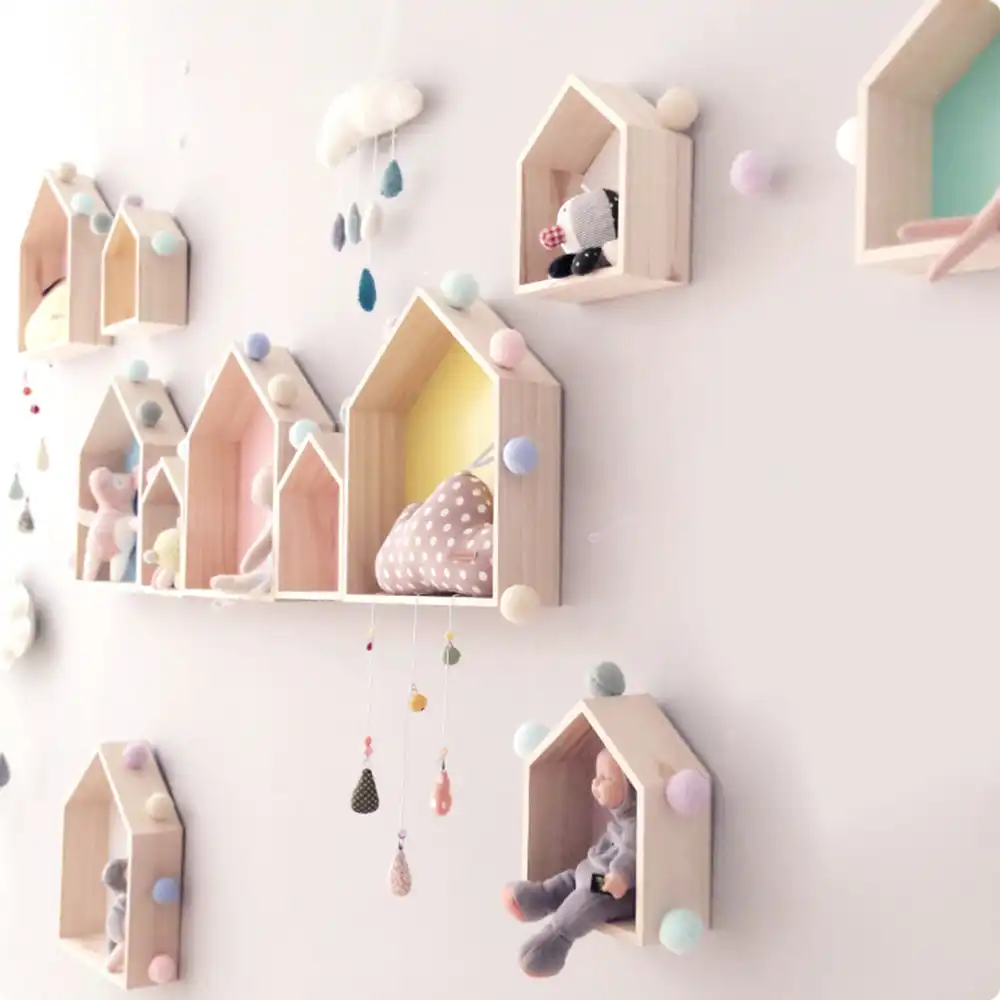 1 Uds Estante De Madera Para Casa Pequena Estante De Almacenamiento Artesanias De Madera Maciza Decoracion Del Hogar Para Ninos Almacenamiento Decoracion Colgante De Pared Aliexpress