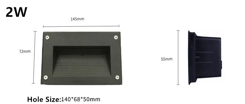 Угловой светильник светодиодный ступенчатый светильник 2 Вт 3W IP65 Алюминиевый встраиваемый лестничный настенный светильник для помещений и улицы встраиваемый настенный лестничный светильник 50 шт