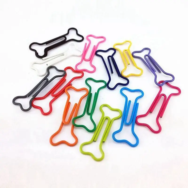 100pcs Bone Shape Multicolor Metal Paper Clips