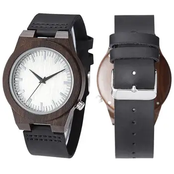 

Fashion Men Wooden Round Dial Resin Band No Number Analog Quartz Wrist Watch
