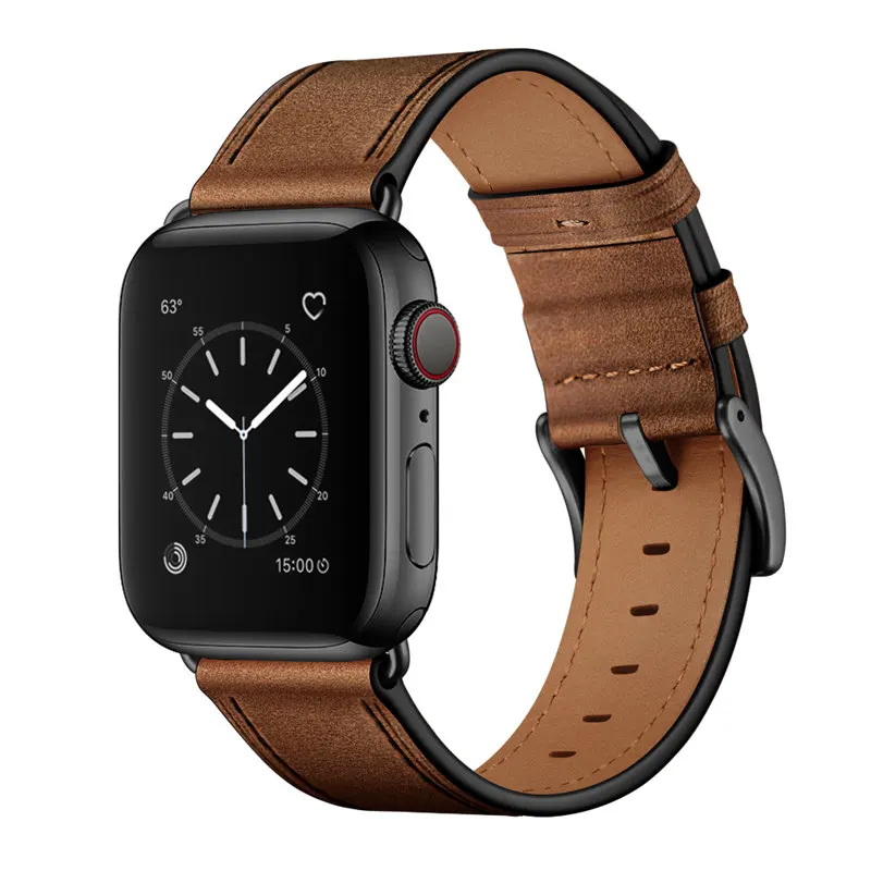 Ремешки для наручных часов для Apple Watch, 44 мм, 40 мм, серия 5/4, натуральная кожа, браслет для iWatch, ремешок 42 мм, 38 мм, серия 3/2/1