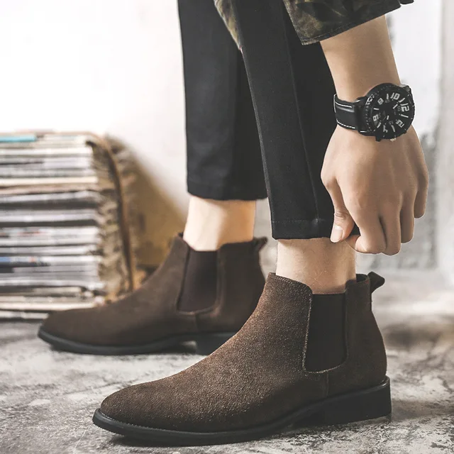 New Autumn Early Winter Shoes Men Chelsea Boots Cow Suede Leather Shoes  Mens Ankle Boots Early Winter Male Footwear A2550|Basic Boots| - AliExpress