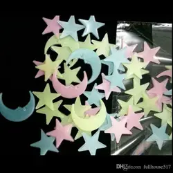 100 brilho de parede na lua escura + estrelas adesivos bebê crianças berçário quarto cama teto
