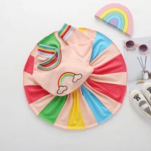 Новинка; модное осенне-зимнее платье из хлопка для маленьких девочек с длинными рукавами; Цвет Радужный; яркие вечерние платья для детей; детское платье принцессы