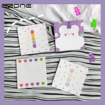 

EZONE 1PC Sweet Candy Color Bear Sticky Notes Kawaii Cute Ins Memo Pad Student Message Pad School Students Stationery Fashion