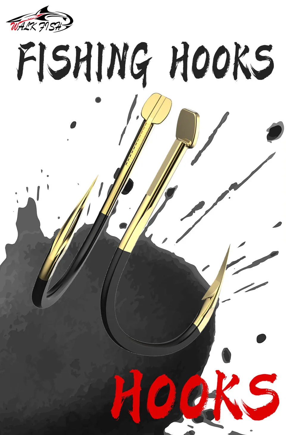 Description Picture 2 of itemWALK FISH 20PCS Fishing Hook Single Fishhook Fishing Accessories Supplies Lures Carp Fishing Tackle Barbed Colored Tungsten