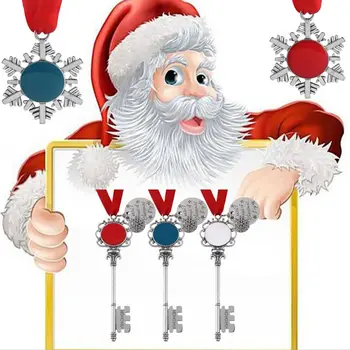 

1PC Christmas Magic Santa Key Chain Santa Claus Door Key Ornament with Ribbon Bow