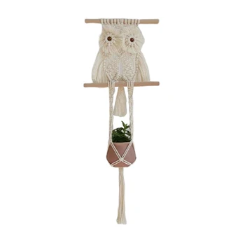

Hanging Basket Woven Universal Plant Hanger Owl Net Bag Macrame Vintage Garden Holder Cotton Rope Handmade Decorative