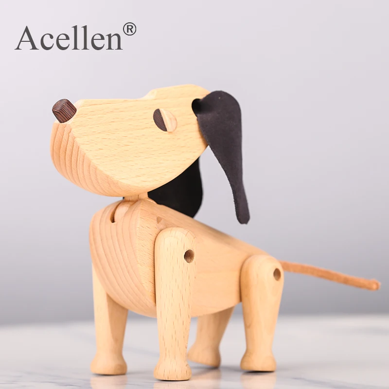 Handmade Wooden Dachshund Dog Figures Kids Room Bedroom Living Room Home Decoration Accessories Ornaments Holiday Gift Toys