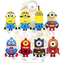 Мультяшный флеш-накопитель, супер герой, Миньоны, usb флеш-накопитель, 64 ГБ, 32 ГБ, 16 ГБ, 8 ГБ, 4 Гб, забавные Миньоны, карта памяти, флешка