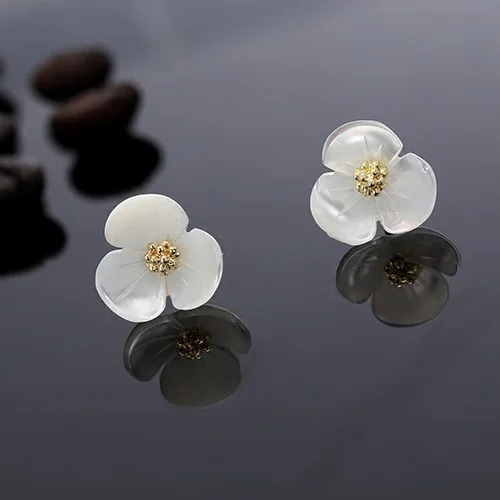 Neue heiße Mode 925 Sterling Silber Klee Muschel Ohrringe für Frauen Mädchen Geschenk Mode-Statement-Schmuck