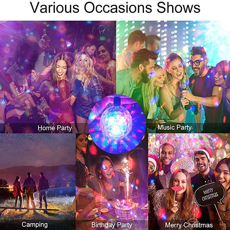 E27 Rotating Magical Ball Lights Mini RGB Projection Lamp Party DJ Disco Ball Light Indoor Lamps Club LED Magic Effect Projector