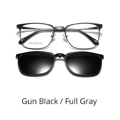 TWO Oclock Clip On Glasses Frames Magnetic Sunglass Clips Polar Optics Men 2 In 1 TR90 Sun Glasses Women Optical 0 Degree Z8030 - Цвет оправы: Gun Black-Gray