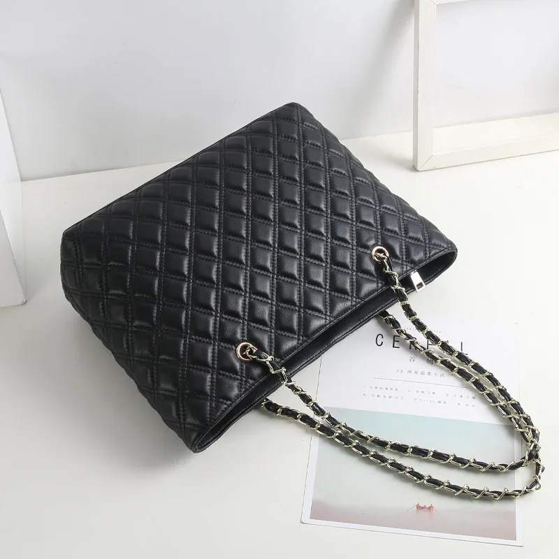 

Bag 2019 New Style Large-Volume Sheepskin Rhombus Chain Bag WOMEN'S Leather Bags Versatile One-Shoulder Handbag Large Bag Fashio