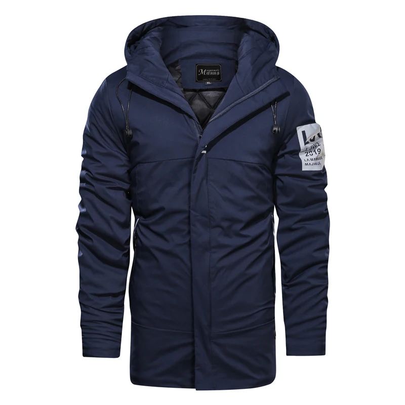 Высококачественная зимняя мужская куртка с капюшоном, утолщенная теплая парка, пальто, повседневное тонкое Мужское пальто, длинное тонкое хлопковое Стеганое пальто