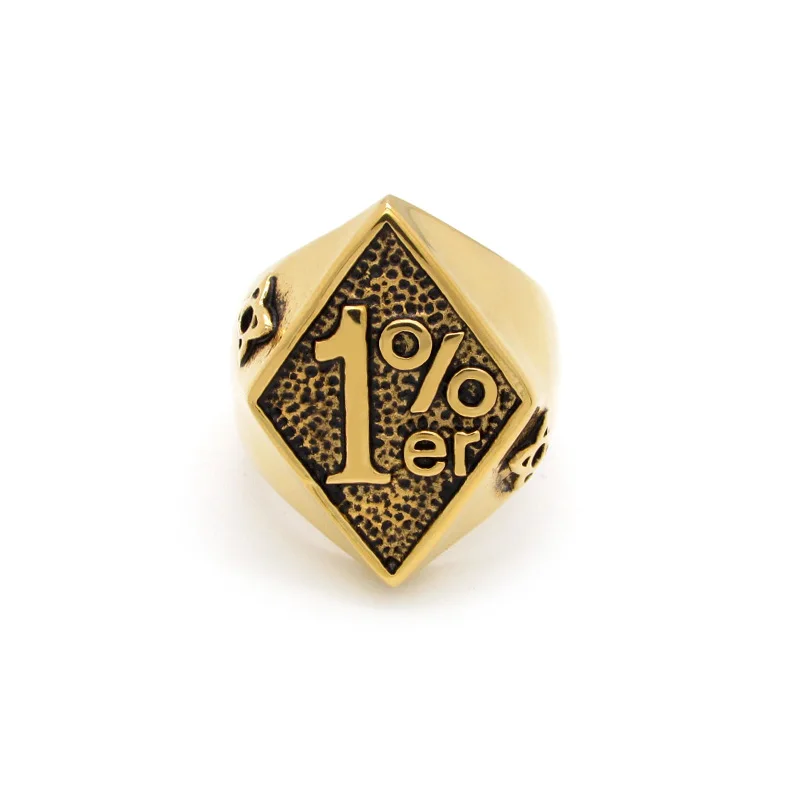 Punk Cool Stainless Steel Silver & Gold Plated Biker Ring