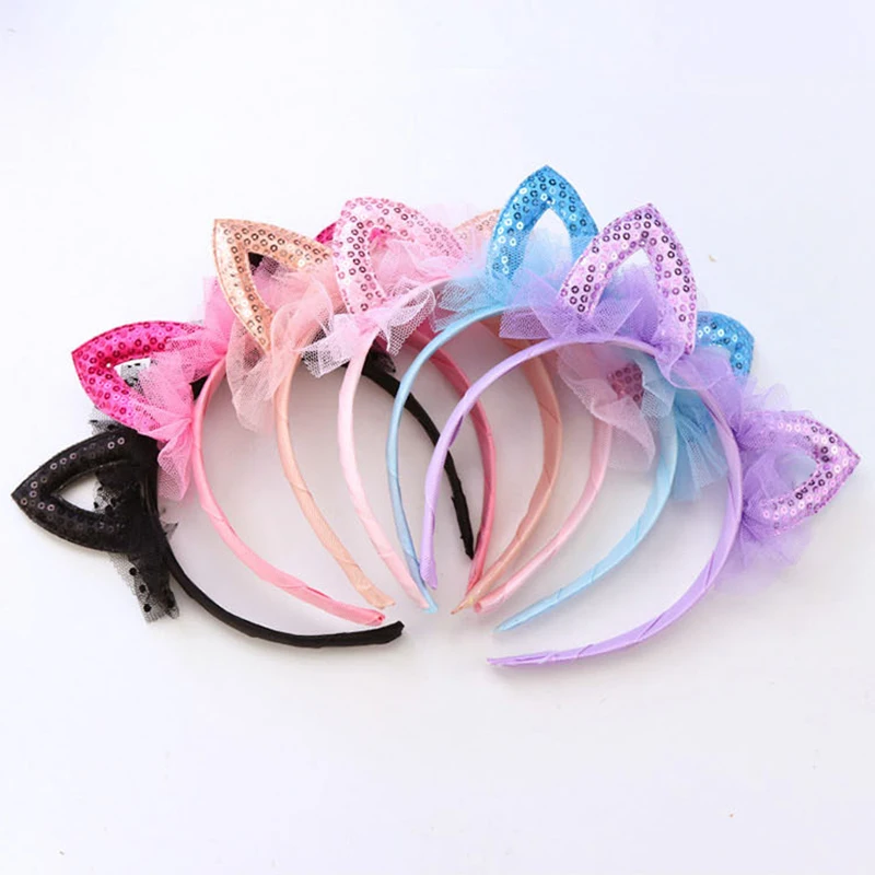 Princess girl lace bezel hairband cat-shaped cute sweet funny hair accessories fashion cartoon headband headwear mesh creative