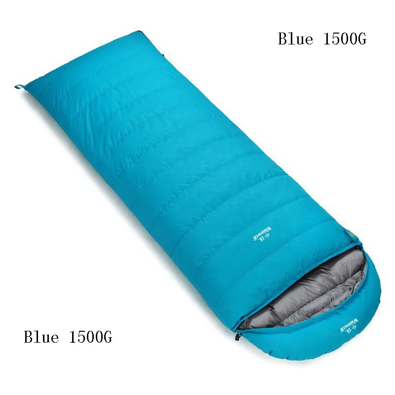 Blue 1500G Супер светильник, белый утиный пух, уплотненный спальный мешок для кемпинга, спальный мешок для взрослых, уличный спальный мешок - Цвет: Blue 1500G