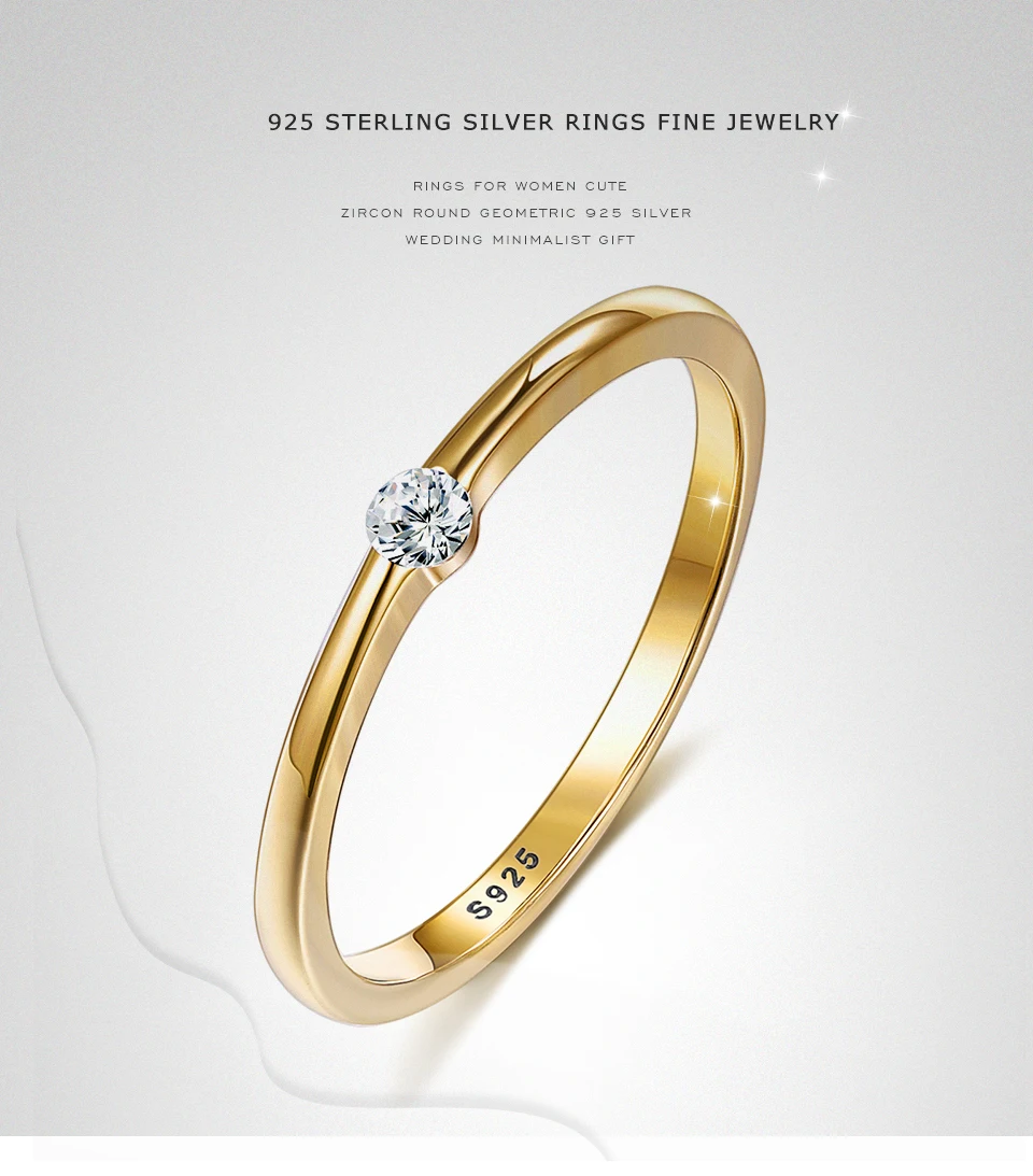 SILVERHOO 925 Sterling Silver Rings for Women Cute Zircon Round Geometric 925 Silver Wedding Fine Jewelry Minimalist Gift