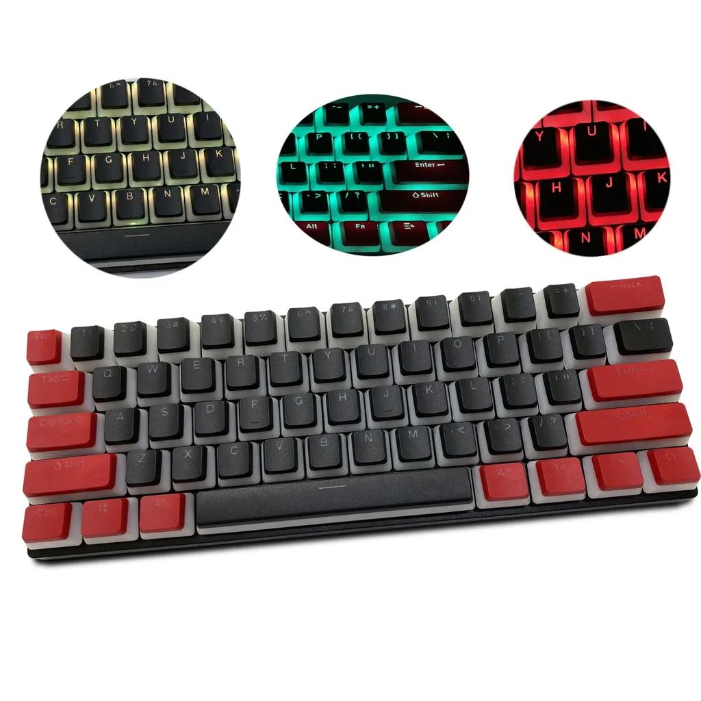 Pudim Keycap 108 Duplo Tiro Pbt Pudim Keycap Ansi Iso-configuração Oem 60 87 104 108 Interruptor Retroiluminado Mecânico Vermelho Preto