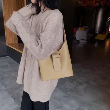 

Hot Sale Handbags Multi-function Solid Color Women Leather Casual Handbags Fashion Solid Shoulder Bag Simple Shopping Totes