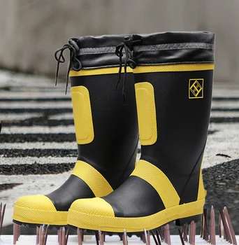 

2019 Man Rain Boots Size 50 Shoes Man Rain Shoes Height Increased Wedges Shoes High Top Rubber Boots Mixed Color Work Shoe