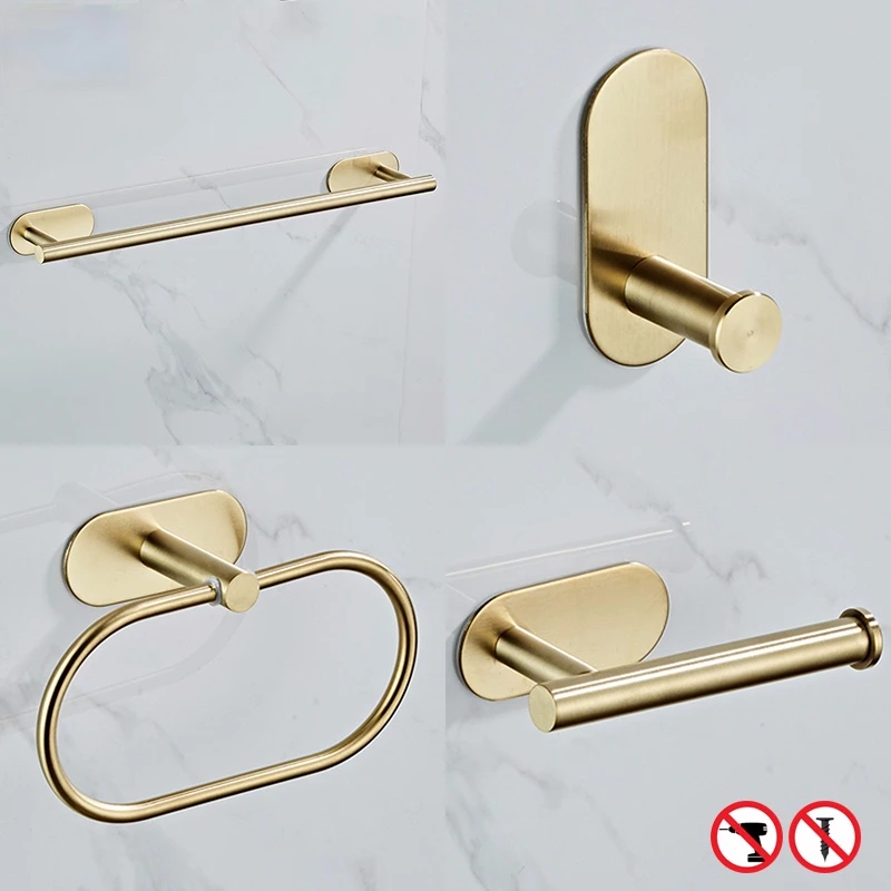 zegen Overeenkomstig met globaal Badkamer Hardware Set Geborsteld Goud Gewaad Haak Handdoek Bar  Toiletrolhouder Bad Badkamer Accessoires EL1001G|Bath Hardware Sets| -  AliExpress