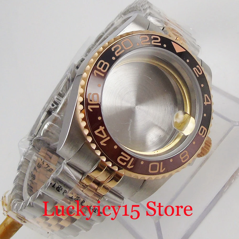 Self Winding 40Mm Men Watch Case + Jubilee Band Fit Eta 2836 Miyota Movement Sapphire Glass Rotating Bezel