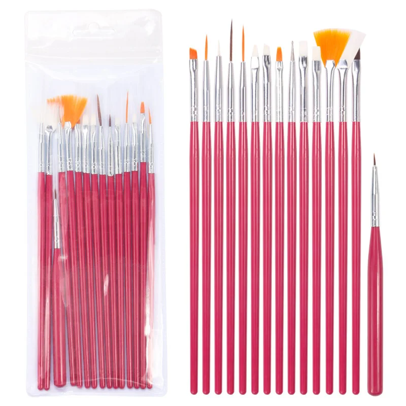 

15pcs/set Nail Art Brush Tools Flat Acrylic Drawing Pen UV Gel Polish French Design Painting Extension Builder Coating Tools Set
