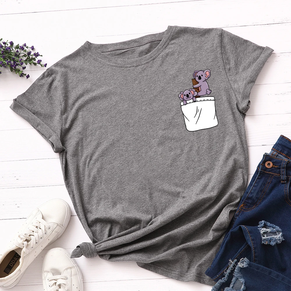 JFUNCY Plus Size S-5XL Women T-shirts Female Short Sleeve Tee Tops Pocket Print Woman Casual Tshirt 2020 Summer Cotton T Shirt