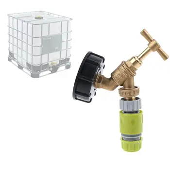 

IBC Tank Adapter IBC Tote Tank Drain Adapter S60X6 to Brass Garden Tap with 1/2" Hose Fitting Oil Fuel Water 72XD